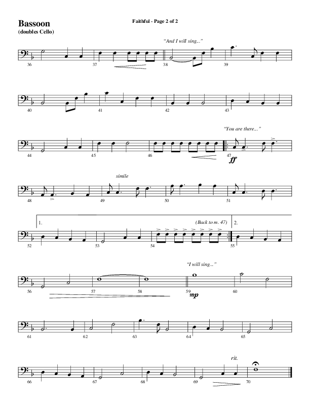 Faithful (Choral Anthem SATB) Bassoon (Word Music / Arr. Gary Rhodes)