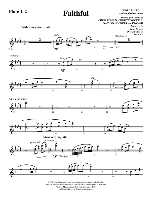 Faithful (Choral Anthem SATB) Flute 1/2 (Word Music / Arr. Gary Rhodes)