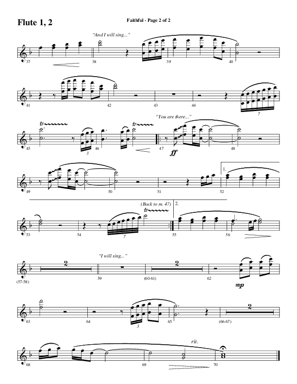 Faithful (Choral Anthem SATB) Flute 1/2 (Word Music / Arr. Gary Rhodes)