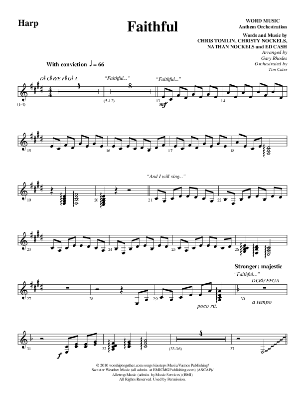 Faithful (Choral Anthem SATB) Harp (Word Music / Arr. Gary Rhodes)