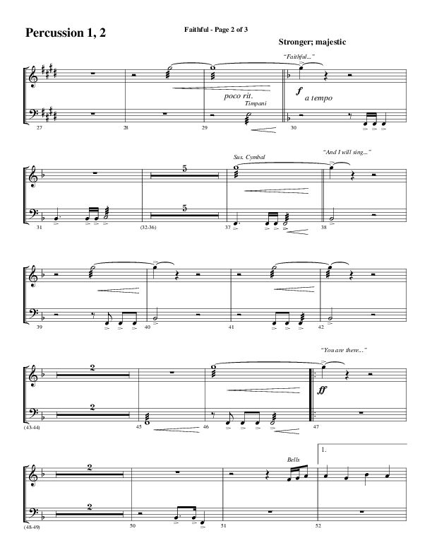 Faithful (Choral Anthem SATB) Percussion 1/2 (Word Music / Arr. Gary Rhodes)