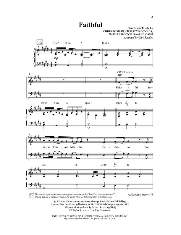 Faithful (Choral Anthem SATB) Anthem (SATB/Piano) (Word Music / Arr. Gary Rhodes)