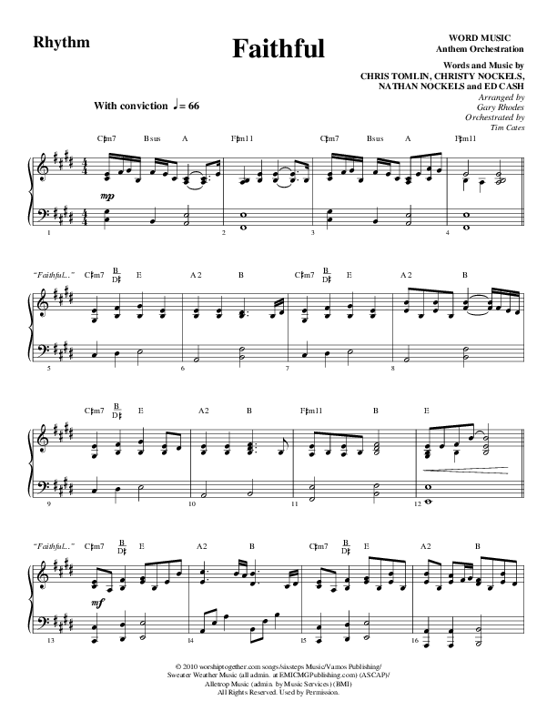 Faithful (Choral Anthem SATB) Rhythm Chart (Word Music / Arr. Gary Rhodes)