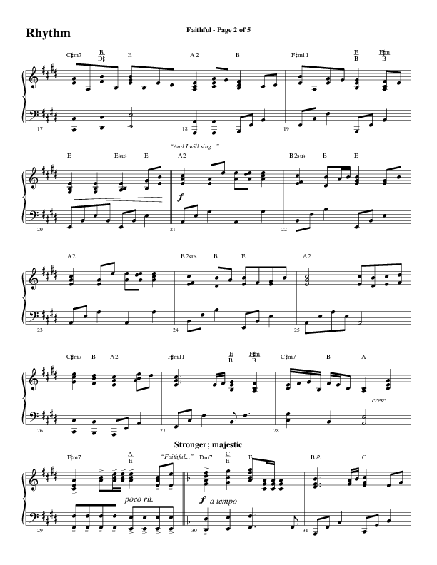 Faithful (Choral Anthem SATB) Rhythm Chart (Word Music / Arr. Gary Rhodes)