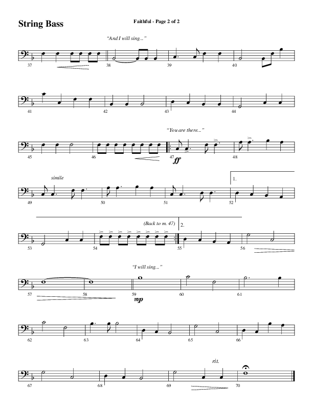Faithful (Choral Anthem SATB) String Bass (Word Music / Arr. Gary Rhodes)