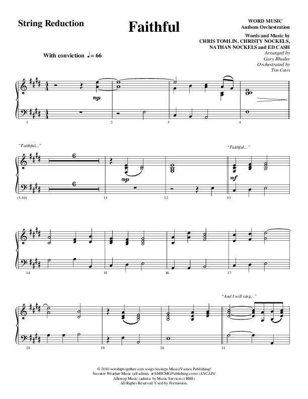 Faithful (Choral Anthem SATB) String Reduction (Word Music / Arr. Gary Rhodes)