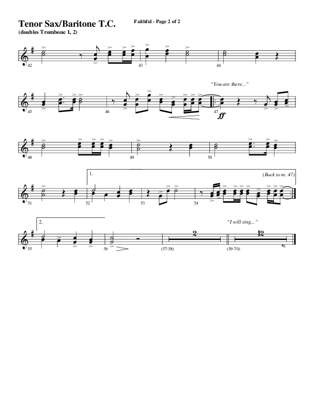 Faithful (Choral Anthem SATB) Tenor Sax/Baritone T.C. (Word Music / Arr. Gary Rhodes)
