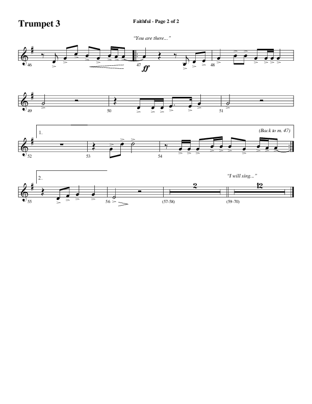 Faithful (Choral Anthem SATB) Trumpet 3 (Word Music / Arr. Gary Rhodes)