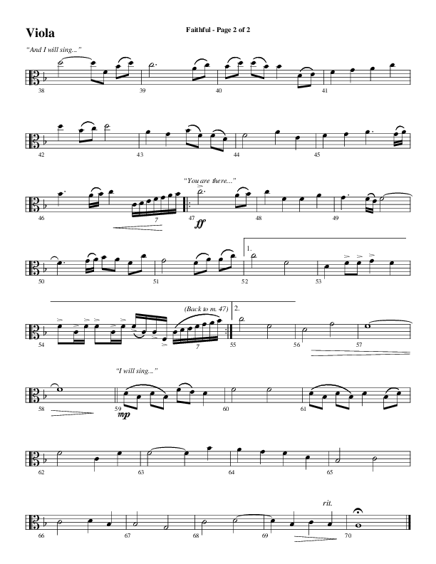 Faithful (Choral Anthem SATB) Viola (Word Music / Arr. Gary Rhodes)