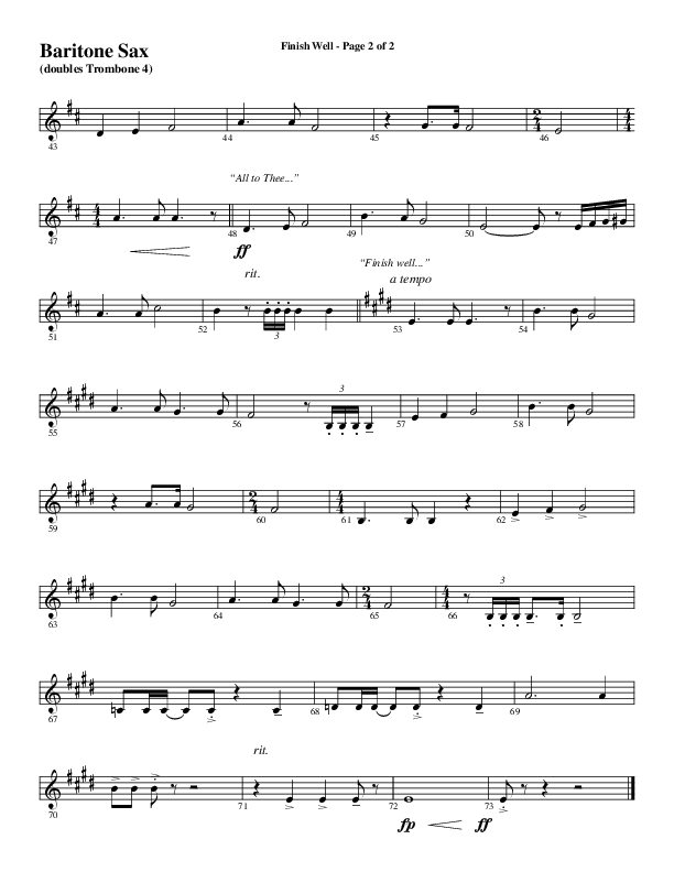 Finish Well (Choral Anthem SATB) Bari Sax (Word Music Choral / Arr. Russell Mauldin)