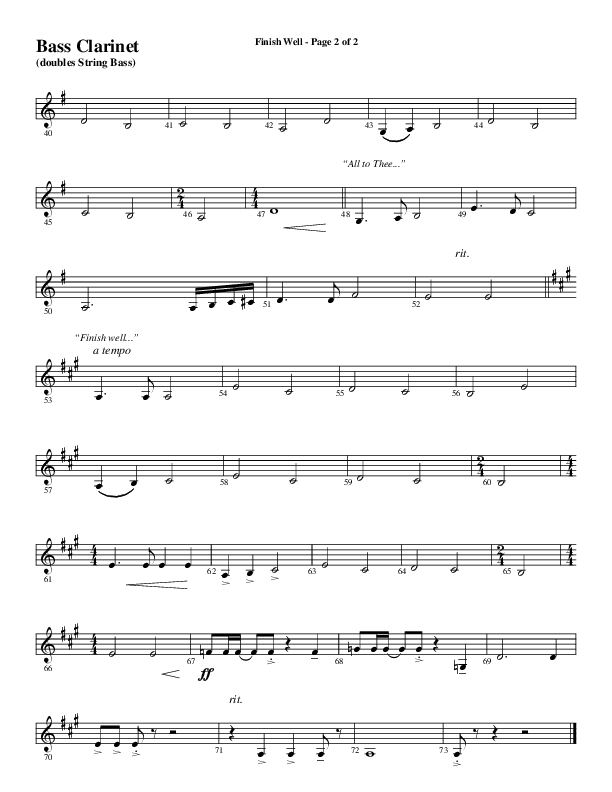 Finish Well (Choral Anthem SATB) Bass Clarinet (Word Music Choral / Arr. Russell Mauldin)