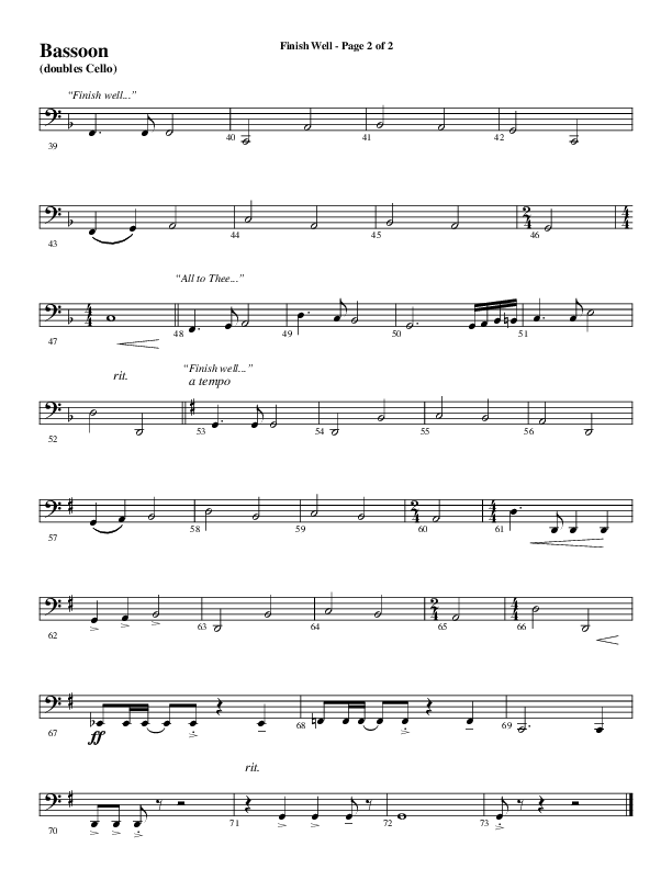 Finish Well (Choral Anthem SATB) Bassoon (Word Music Choral / Arr. Russell Mauldin)