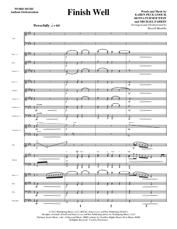Finish Well (Choral Anthem SATB) Orchestration (Word Music Choral / Arr. Russell Mauldin)