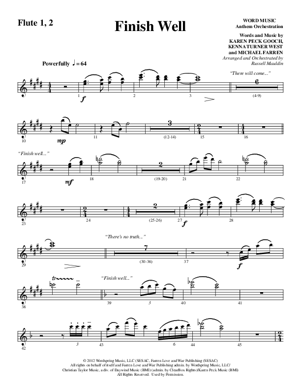 Finish Well (Choral Anthem SATB) Flute 1/2 (Word Music Choral / Arr. Russell Mauldin)