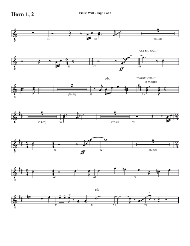 Finish Well (Choral Anthem SATB) French Horn 1/2 (Word Music Choral / Arr. Russell Mauldin)