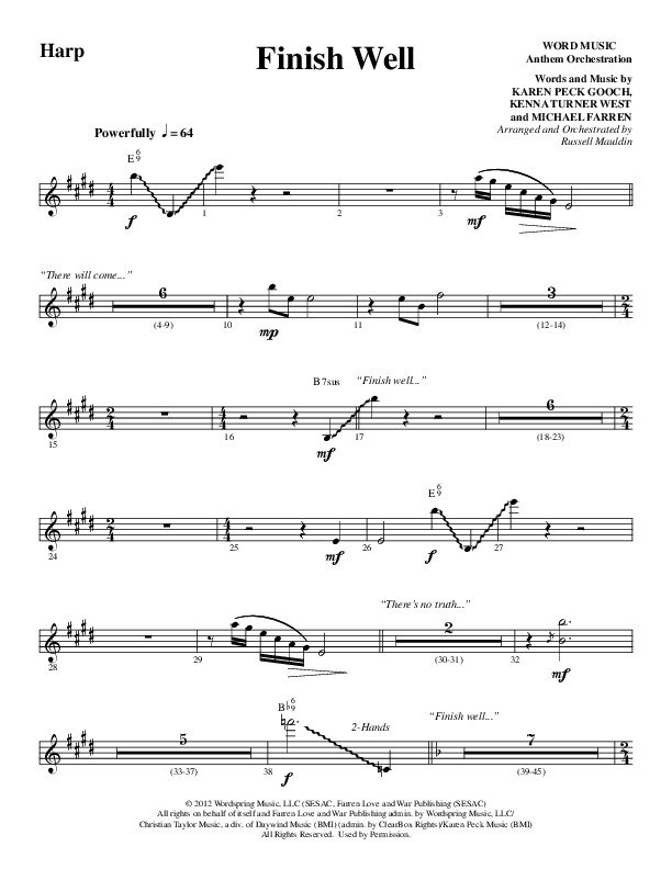 Finish Well (Choral Anthem SATB) Harp (Word Music Choral / Arr. Russell Mauldin)