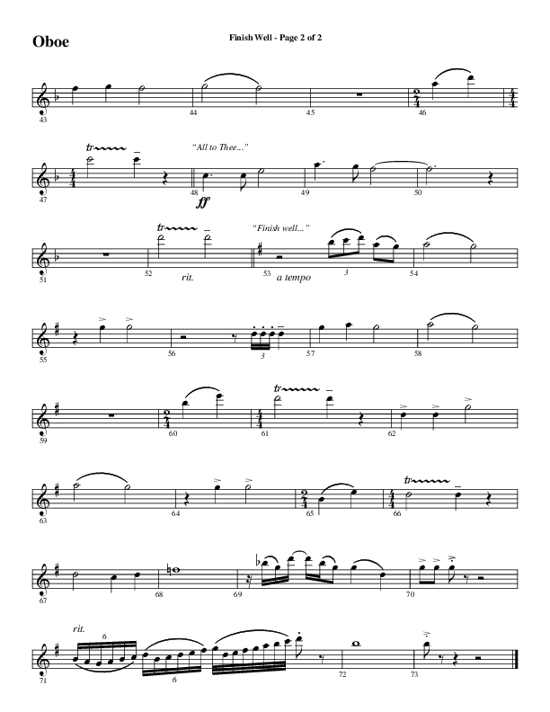 Finish Well (Choral Anthem SATB) Oboe (Word Music Choral / Arr. Russell Mauldin)