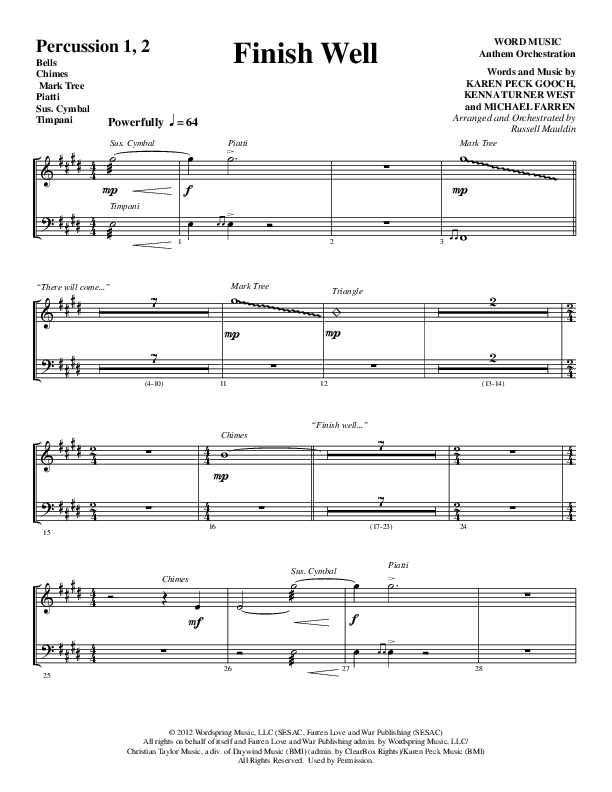 Finish Well (Choral Anthem SATB) Percussion 1/2 (Word Music Choral / Arr. Russell Mauldin)