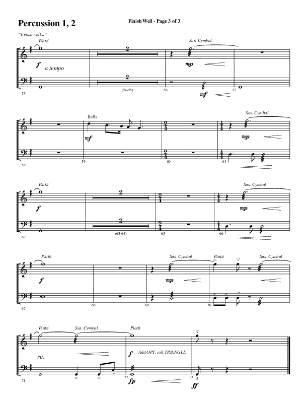 Finish Well (Choral Anthem SATB) Percussion 1/2 (Word Music Choral / Arr. Russell Mauldin)