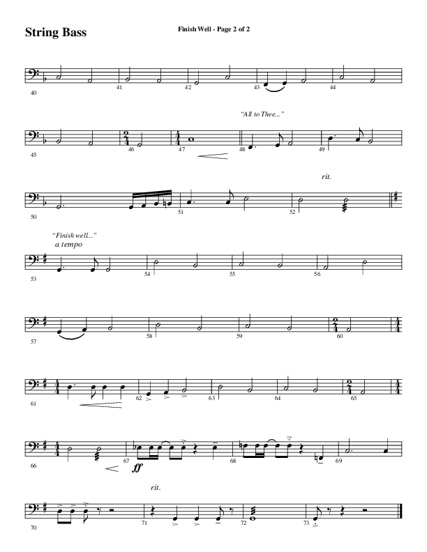 Finish Well (Choral Anthem SATB) String Bass (Word Music Choral / Arr. Russell Mauldin)