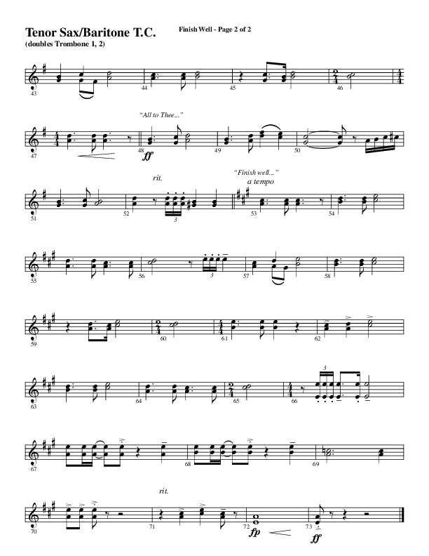 Finish Well (Choral Anthem SATB) Tenor Sax/Baritone T.C. (Word Music Choral / Arr. Russell Mauldin)