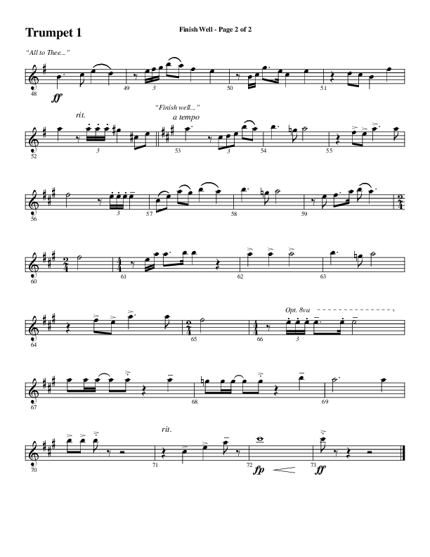 Finish Well (Choral Anthem SATB) Trumpet 1 (Word Music Choral / Arr. Russell Mauldin)