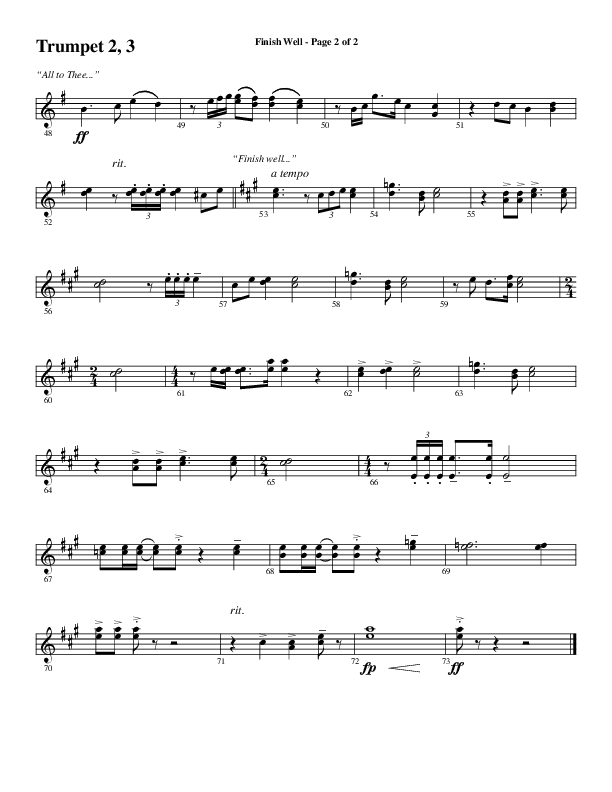 Finish Well (Choral Anthem SATB) Trumpet 2/3 (Word Music Choral / Arr. Russell Mauldin)