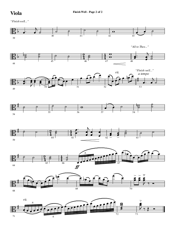 Finish Well (Choral Anthem SATB) Viola (Word Music Choral / Arr. Russell Mauldin)