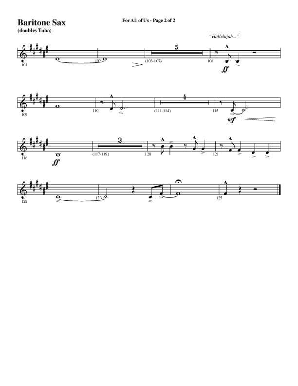 For All Of Us (Choral Anthem SATB) Bari Sax (Word Music Choral / Arr. Cliff Duren)