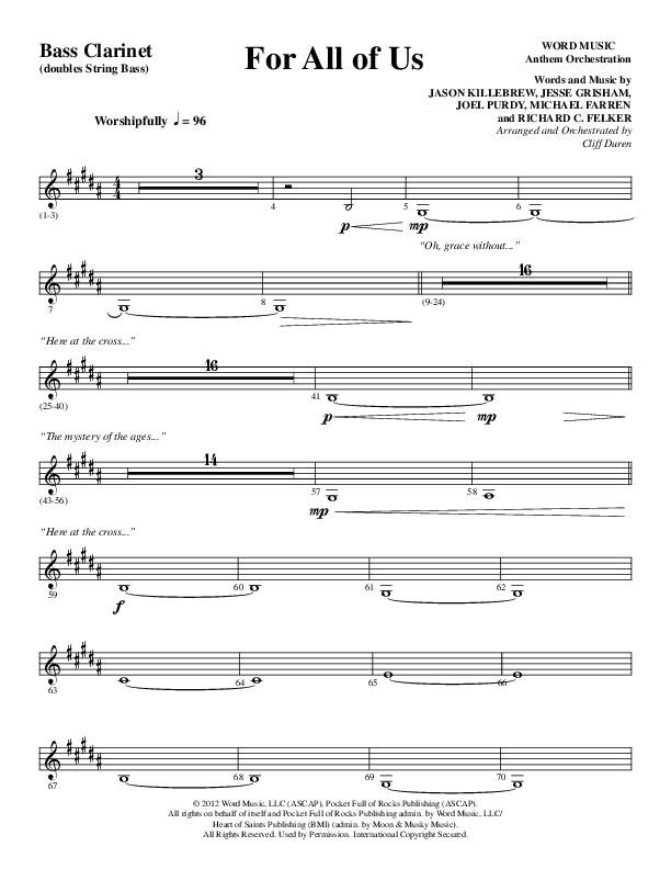 For All Of Us (Choral Anthem SATB) Bass Clarinet (Word Music Choral / Arr. Cliff Duren)