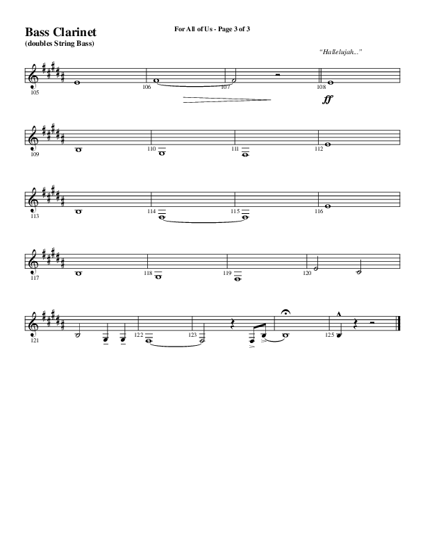 For All Of Us (Choral Anthem SATB) Bass Clarinet (Word Music Choral / Arr. Cliff Duren)