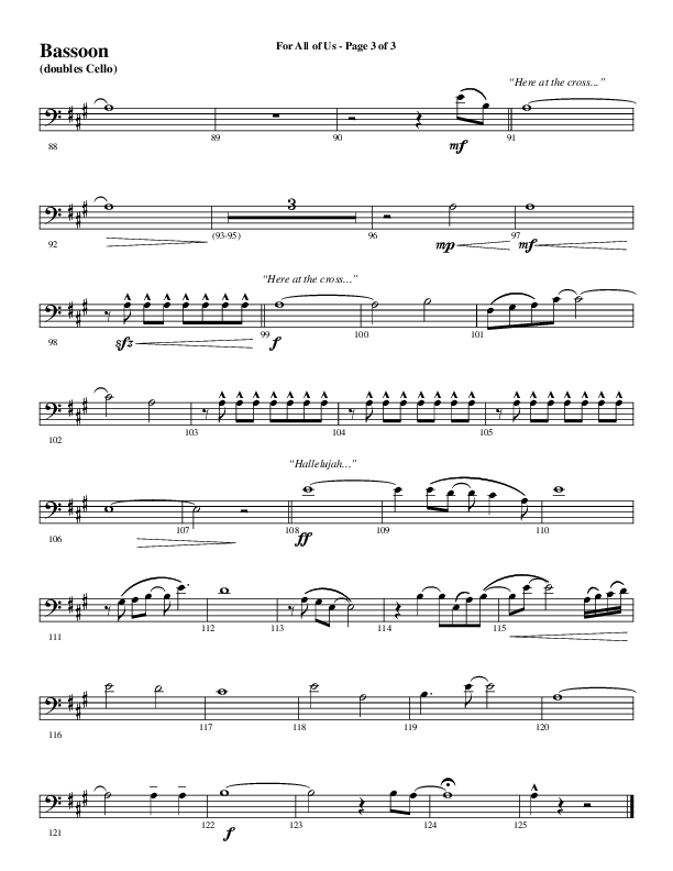 For All Of Us (Choral Anthem SATB) Bassoon (Word Music Choral / Arr. Cliff Duren)