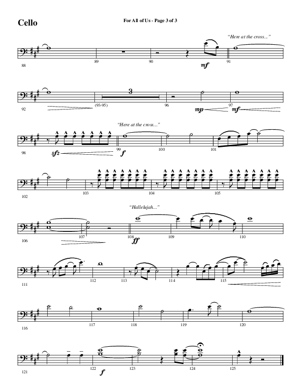For All Of Us (Choral Anthem SATB) Cello (Word Music Choral / Arr. Cliff Duren)