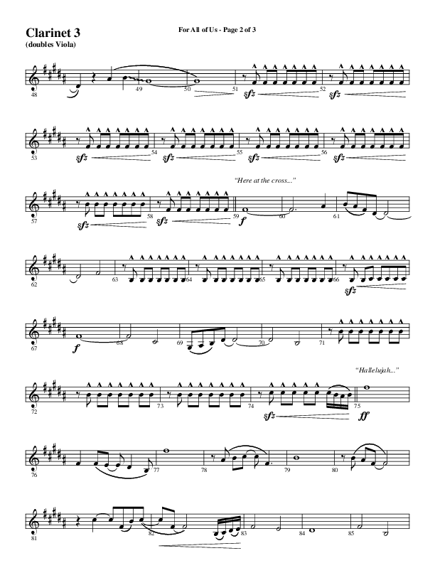 For All Of Us (Choral Anthem SATB) Clarinet 3 (Word Music Choral / Arr. Cliff Duren)