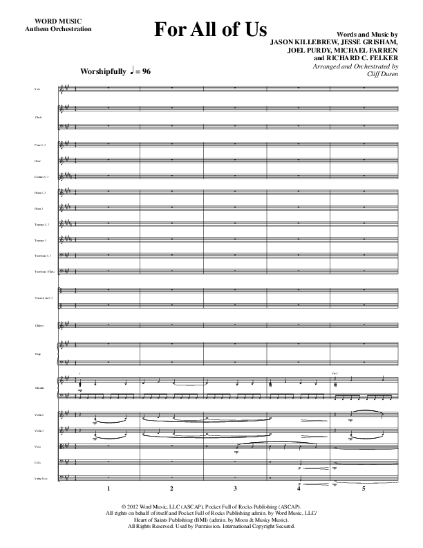 For All Of Us (Choral Anthem SATB) Orchestration (Word Music Choral / Arr. Cliff Duren)