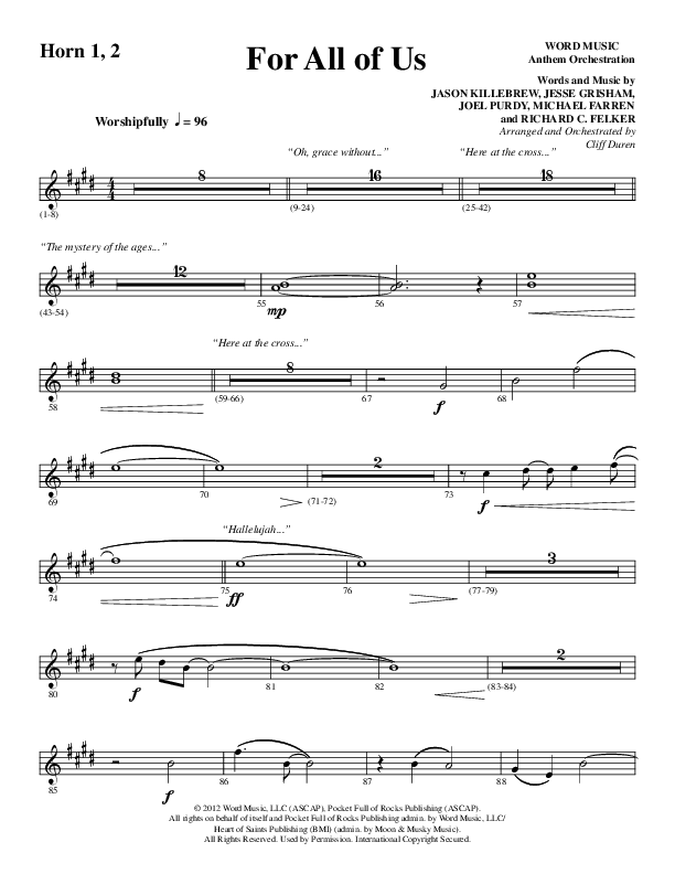 For All Of Us (Choral Anthem SATB) French Horn 1/2 (Word Music Choral / Arr. Cliff Duren)