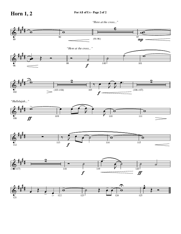 For All Of Us (Choral Anthem SATB) French Horn 1/2 (Word Music Choral / Arr. Cliff Duren)