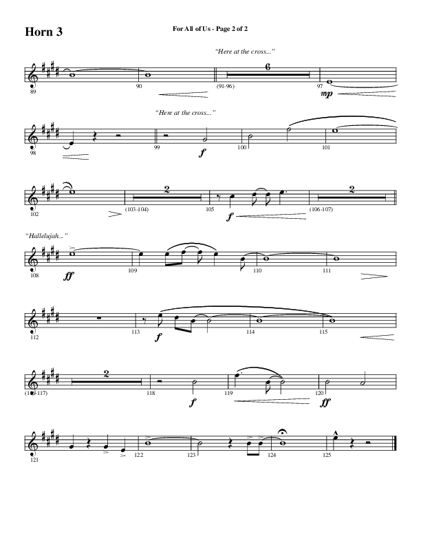 For All Of Us (Choral Anthem SATB) French Horn 3 (Word Music Choral / Arr. Cliff Duren)