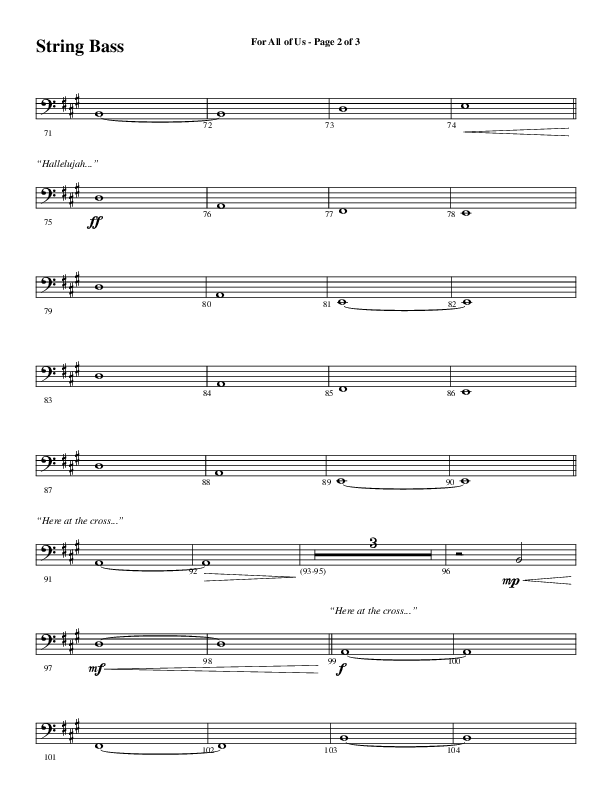 For All Of Us (Choral Anthem SATB) String Bass (Word Music Choral / Arr. Cliff Duren)