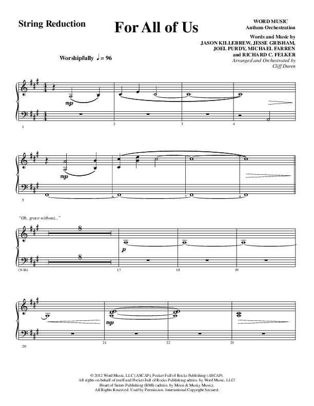 For All Of Us (Choral Anthem SATB) String Reduction (Word Music Choral / Arr. Cliff Duren)