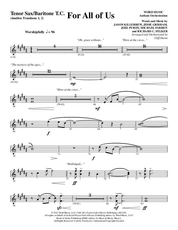 For All Of Us (Choral Anthem SATB) Tenor Sax/Baritone T.C. (Word Music Choral / Arr. Cliff Duren)