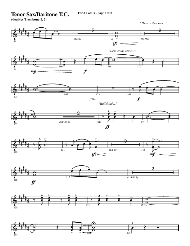 For All Of Us (Choral Anthem SATB) Tenor Sax/Baritone T.C. (Word Music Choral / Arr. Cliff Duren)