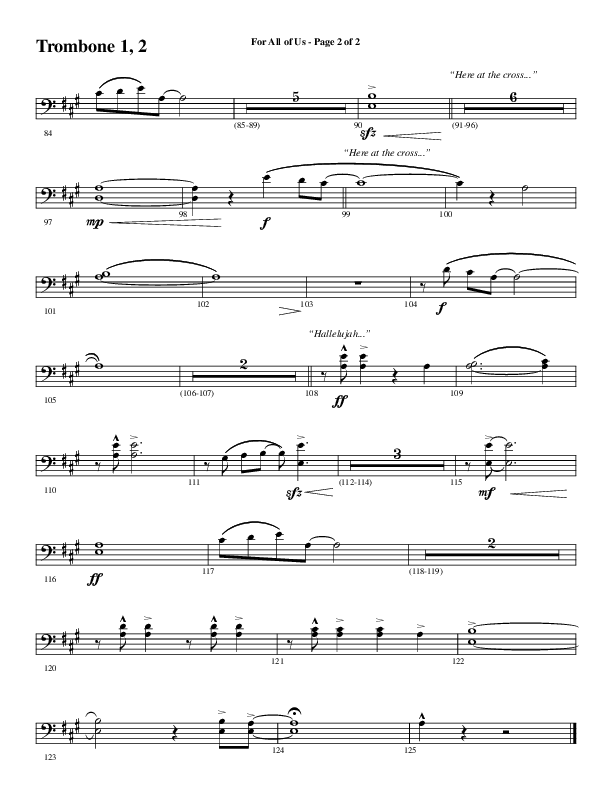 For All Of Us (Choral Anthem SATB) Trombone 1/2 (Word Music Choral / Arr. Cliff Duren)