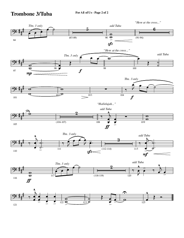 For All Of Us (Choral Anthem SATB) Trombone 3/Tuba (Word Music Choral / Arr. Cliff Duren)