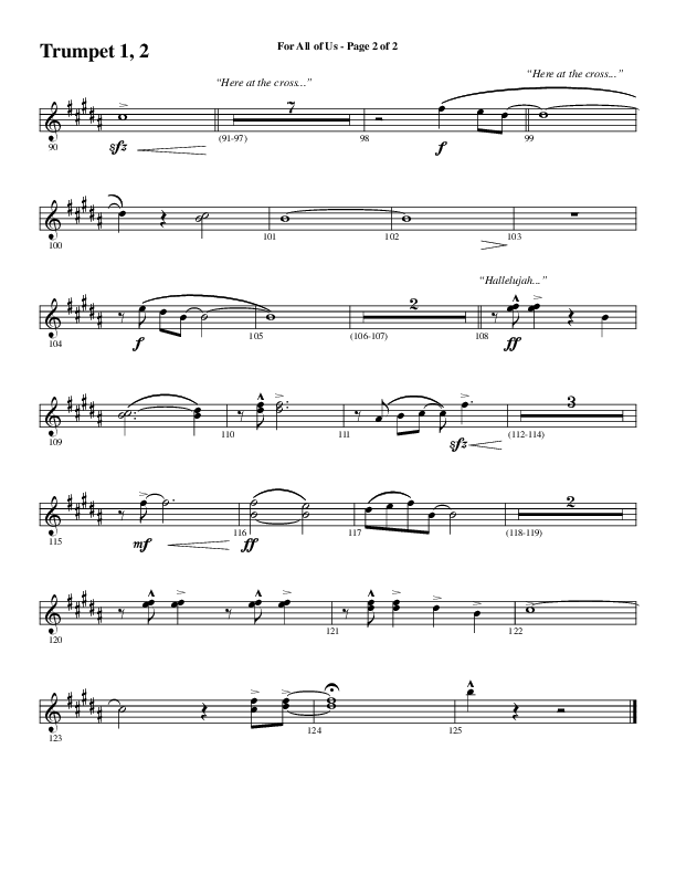 For All Of Us (Choral Anthem SATB) Trumpet 1,2 (Word Music Choral / Arr. Cliff Duren)