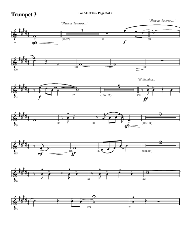 For All Of Us (Choral Anthem SATB) Trumpet 3 (Word Music Choral / Arr. Cliff Duren)