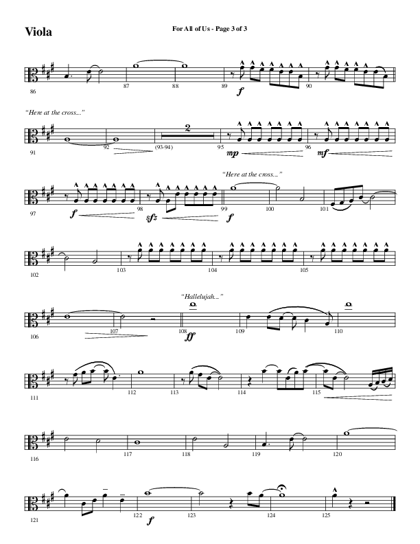 For All Of Us (Choral Anthem SATB) Viola (Word Music Choral / Arr. Cliff Duren)