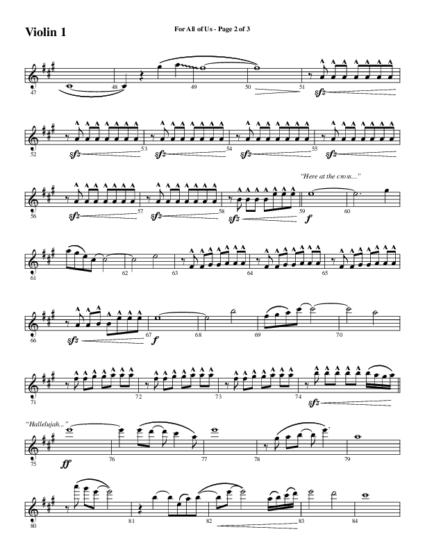 For All Of Us (Choral Anthem SATB) Violin 1 (Word Music Choral / Arr. Cliff Duren)