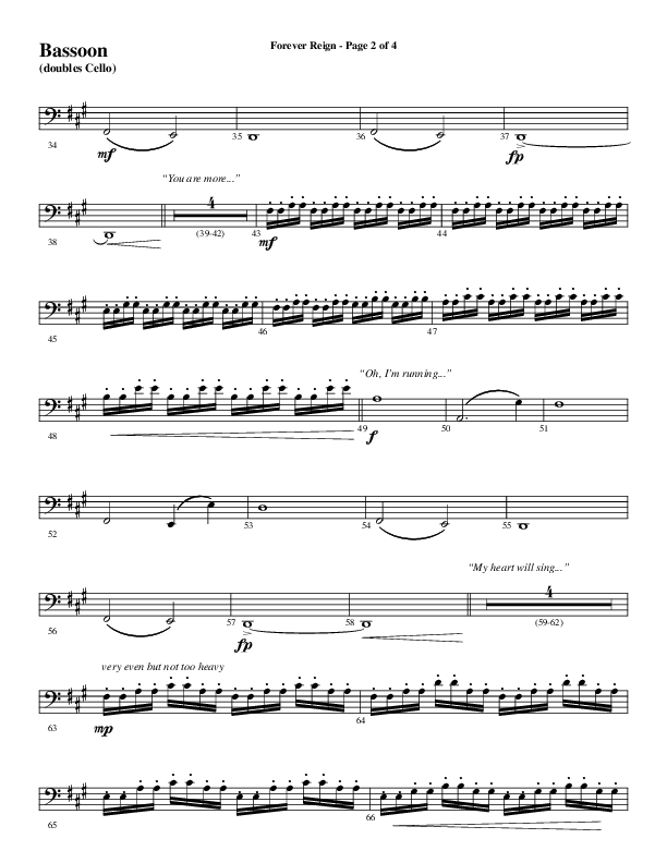 Forever Reign (Choral Anthem SATB) Bassoon (Word Music Choral / Arr. Joshua Spacht)