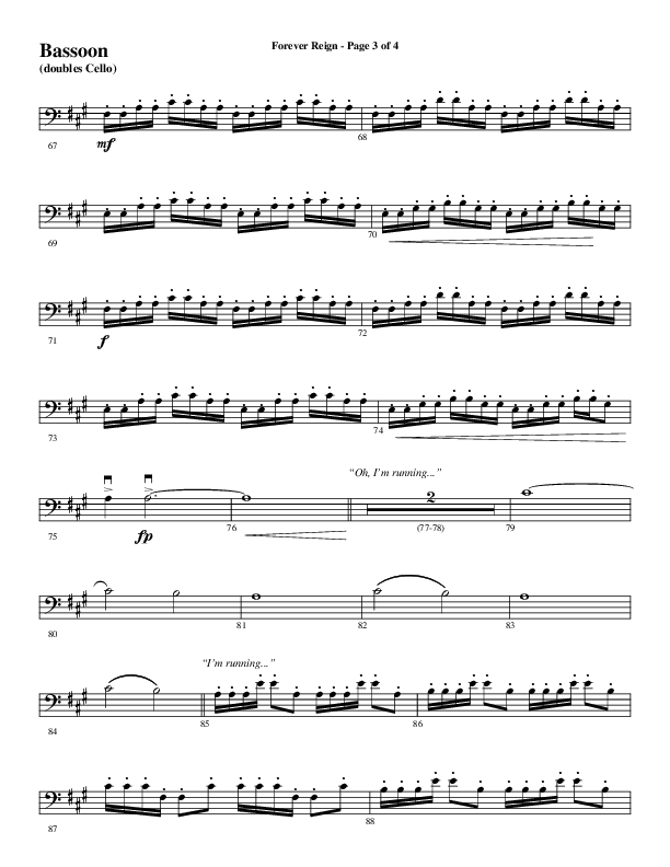 Forever Reign (Choral Anthem SATB) Bassoon (Word Music Choral / Arr. Joshua Spacht)